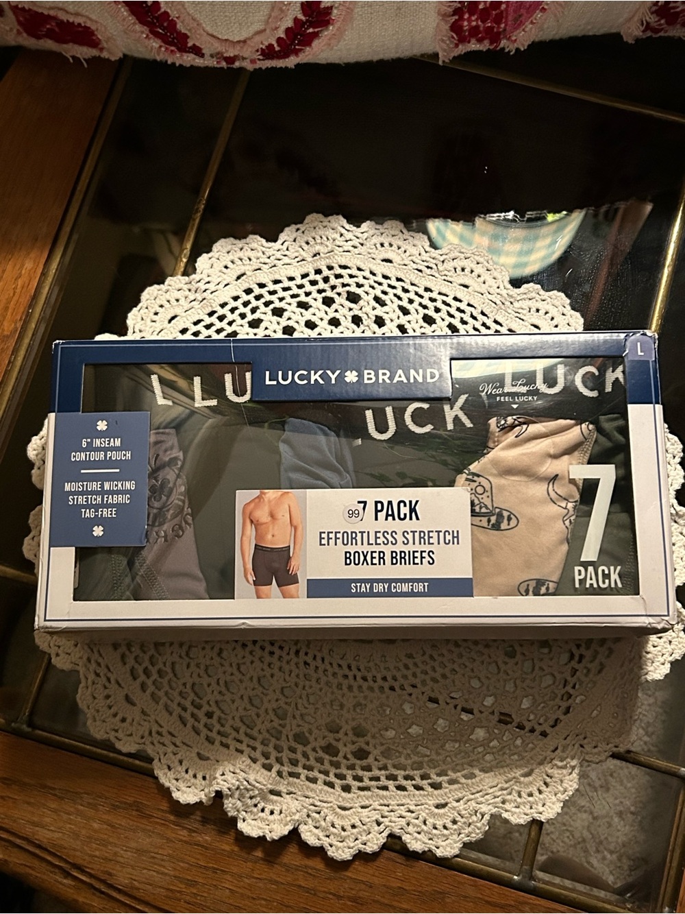 Lucky Brand Men's Boxer Briefs 7 Pack - Black & Beige size Large